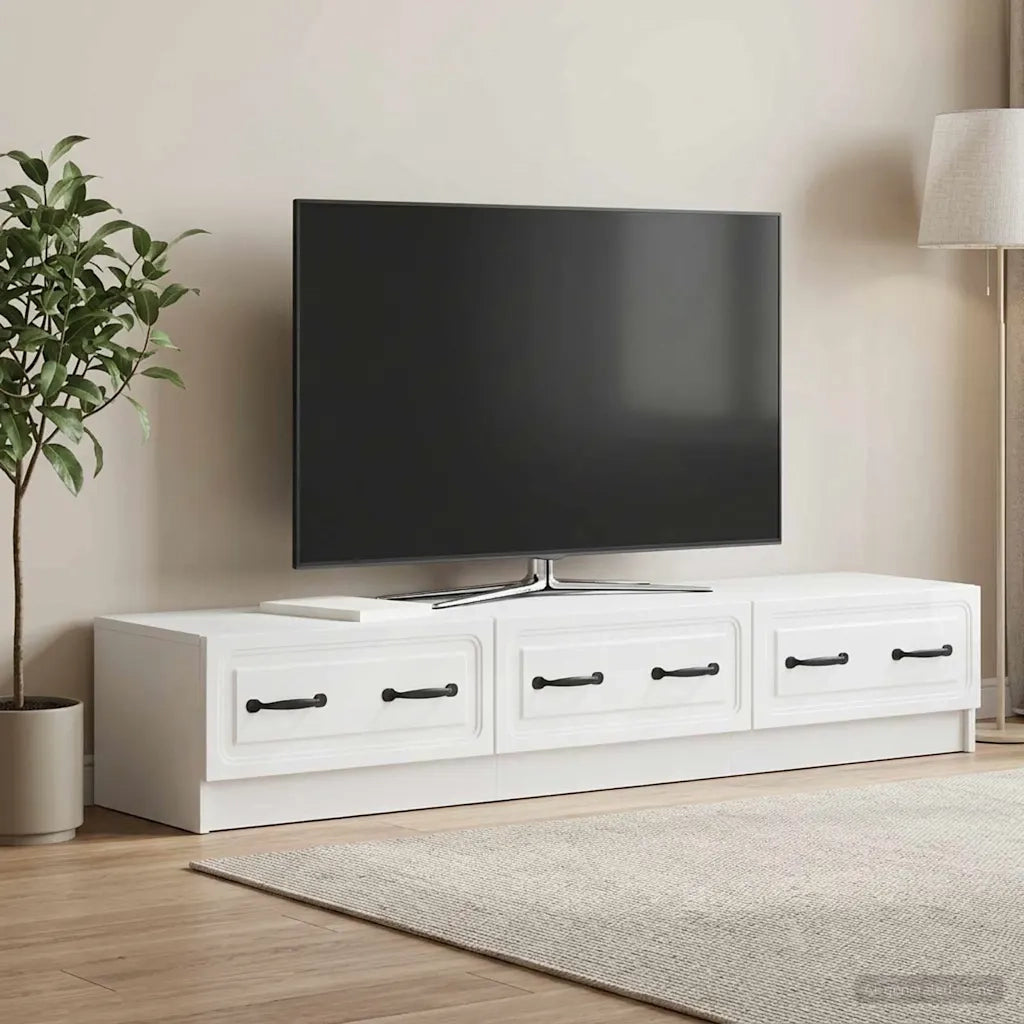 Mobile TV Bianco Lucido 147 x 34,5 x 27 cm Legno ingegnerizzato 895859