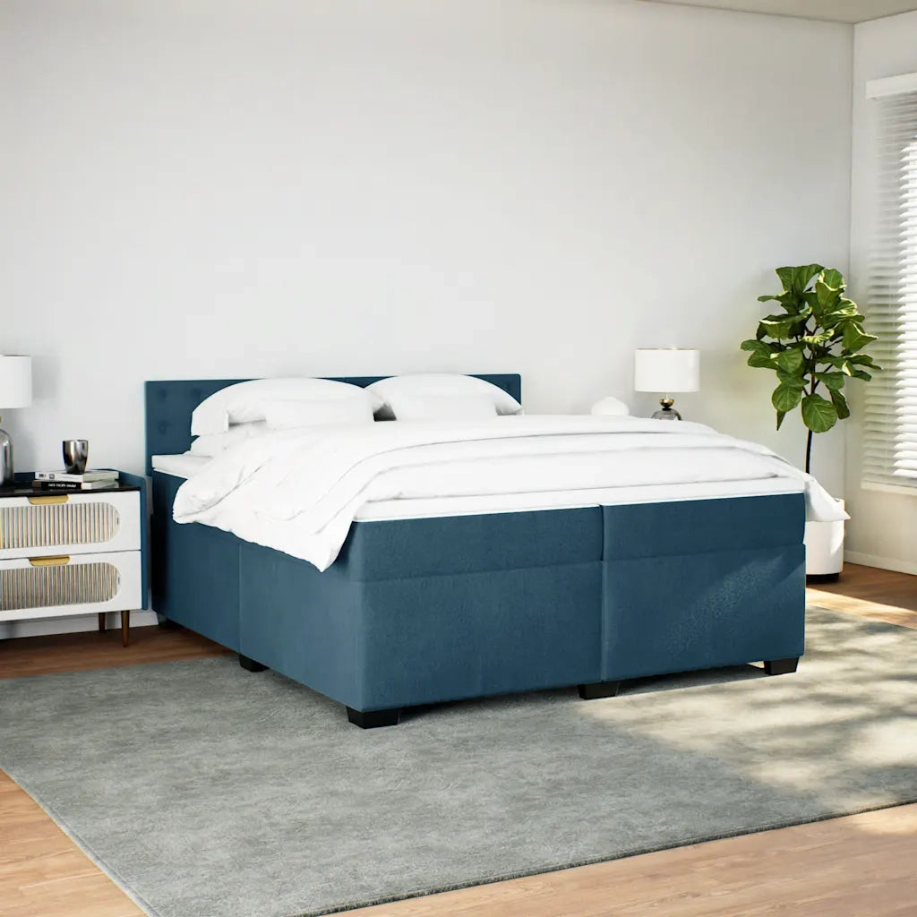 Giroletto a Molle con Materasso Blu 200x200 cm in Velluto 3288718