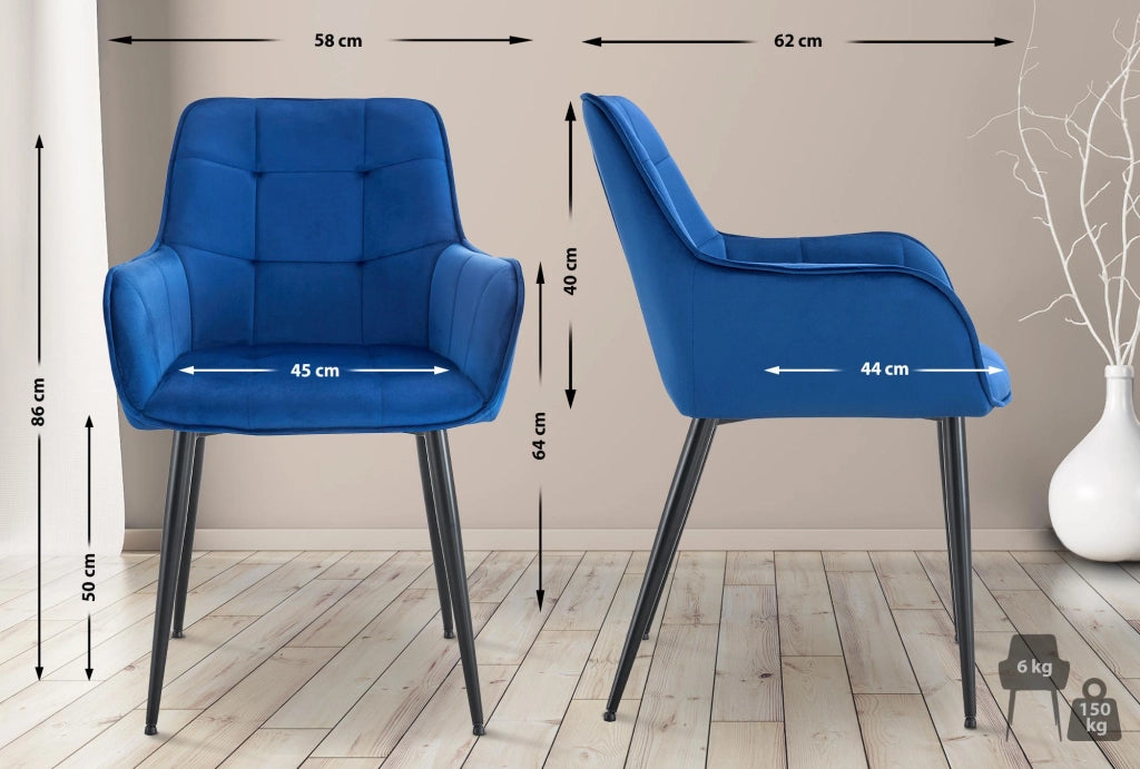 Set di 2 sedie da pranzo Ferndale in velluto 3
