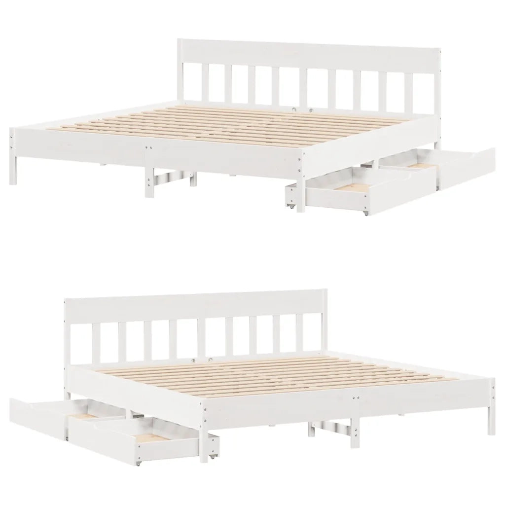 Giroletto senza Materasso Bianco 200x200 cm Legno Massello Pino 3301855