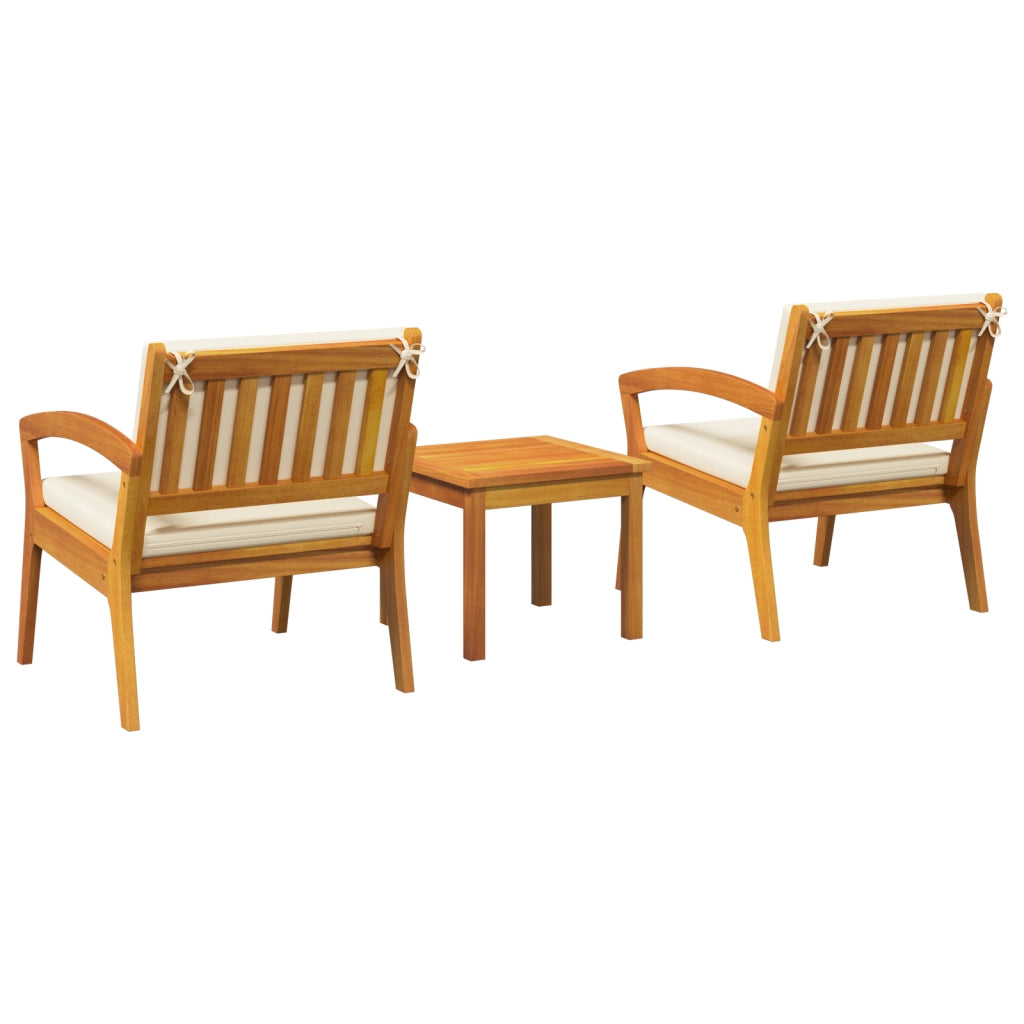 Set Bistro da 3 pezzi di con Cuscini - Realizzato in Legno Massello di Acacia