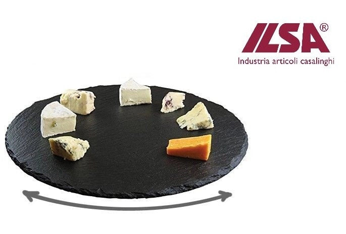 Vassoio Piatto in Pietra ardesia naturale aperitivo sushi tondo 33 cm