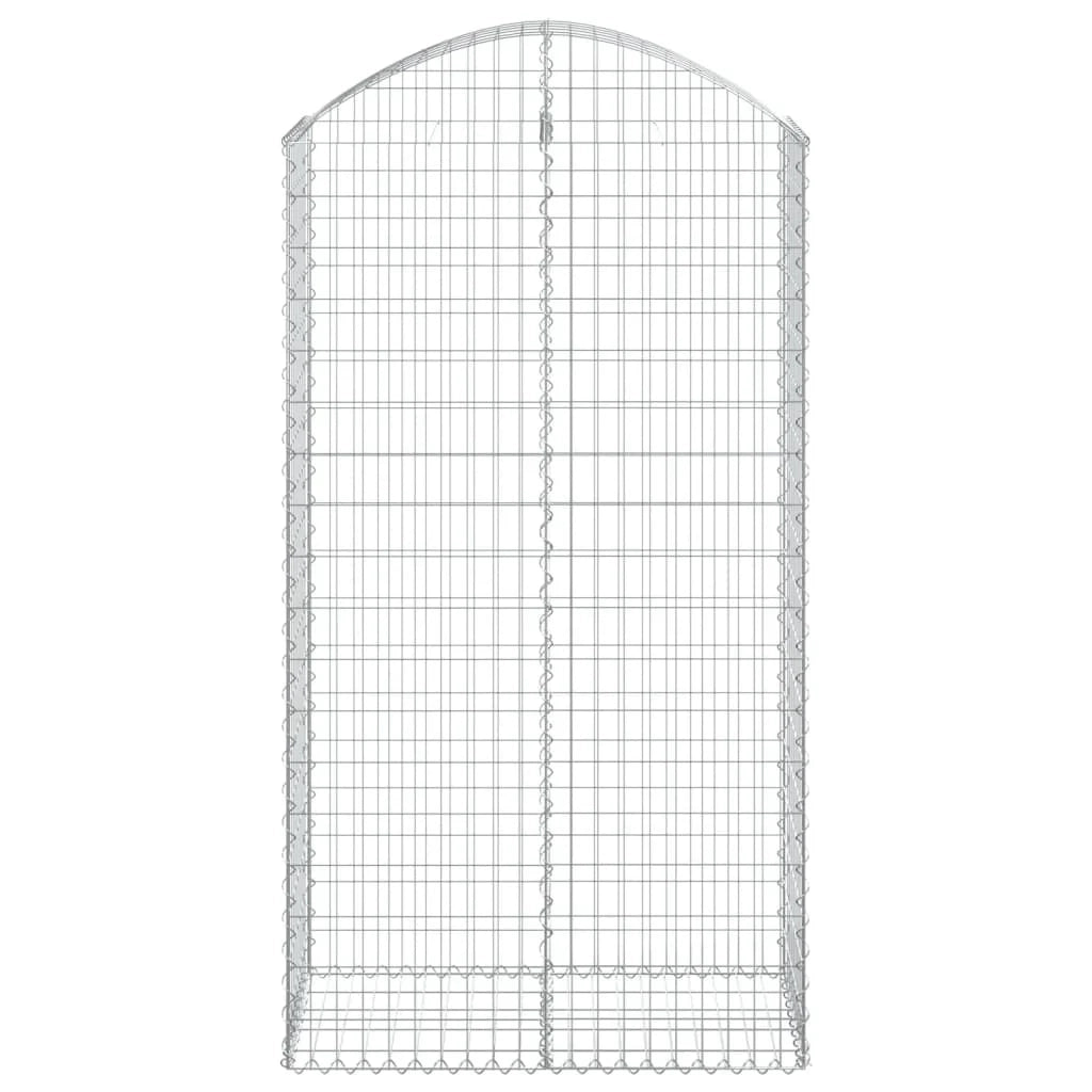 Cesto gabbione recinzione a gabbia muro di contenimento ad arco 100 x 50 x 180/200 cm ferro zincato argento 02_0039964