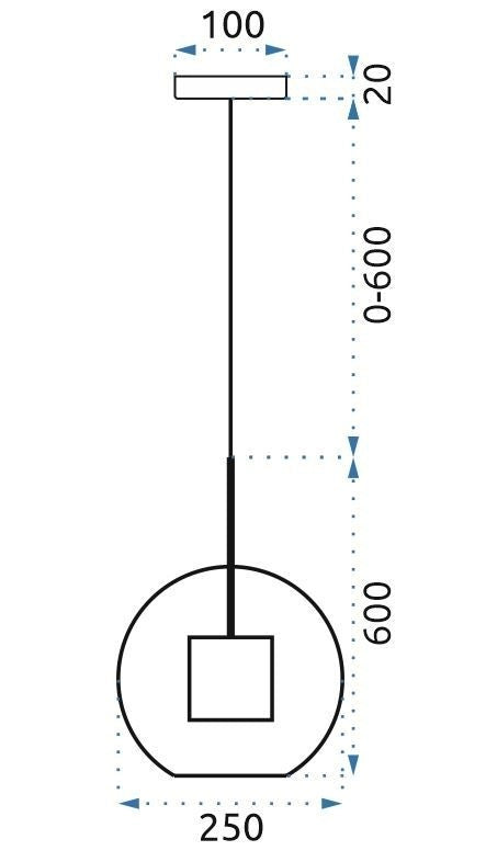 Lampada Pensile Di Vetro Nero Loft APP558-1CP 25cm