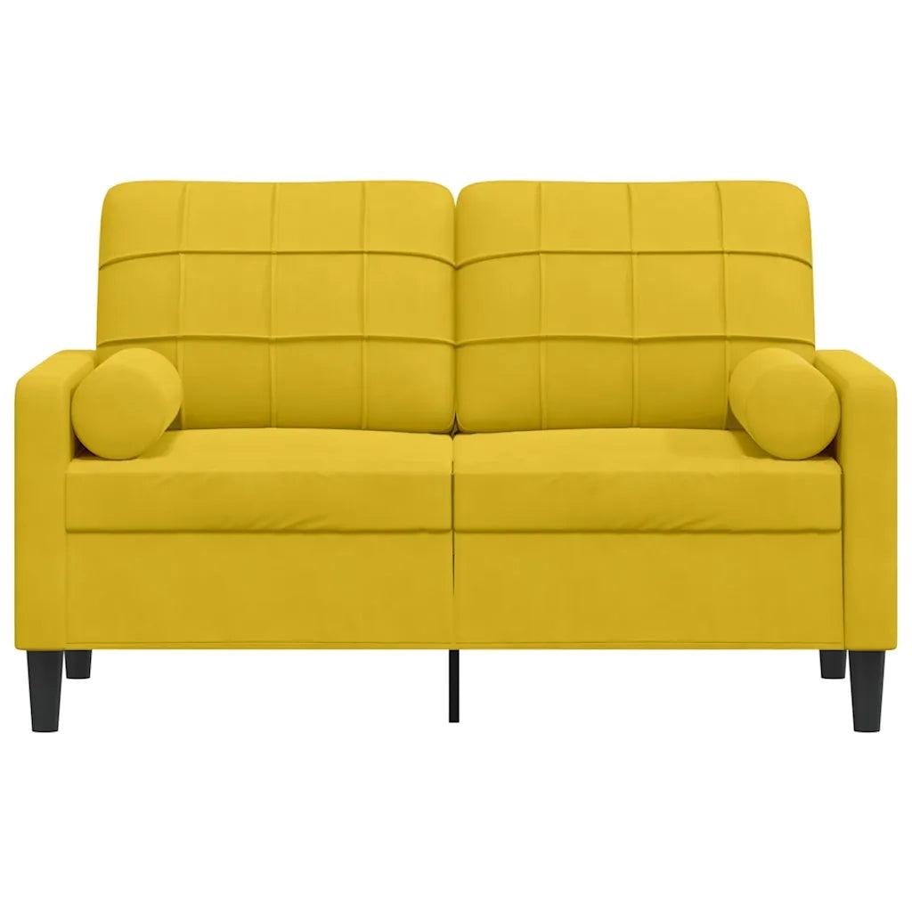 Divano | Divano da soggiorno | Sofa a 2 Posti con Cuscini Giallo 120 cm in Velluto