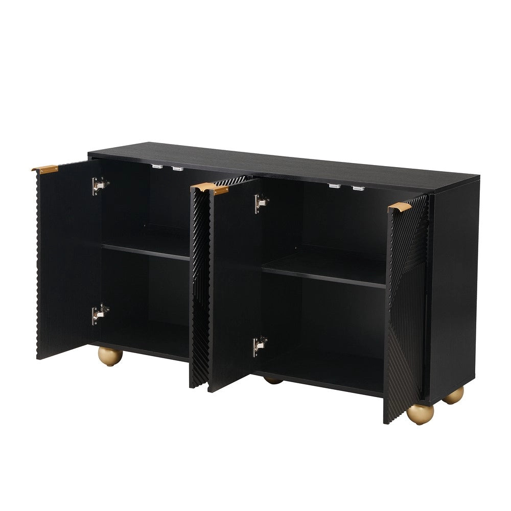 Credenza con Ante e Ripiani ¨C Xylo ¨C Legno, Metallo, Gambe Sferiche