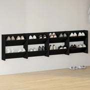 Scarpiere a Muro 4 pz Nere 60x18x60 cm in Legno Multistrato 806719