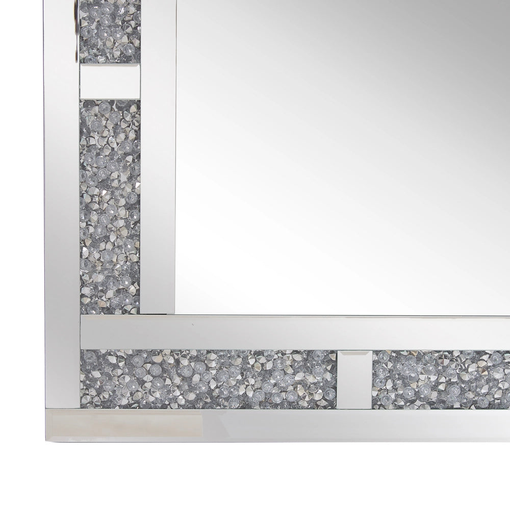 Specchio da parete in argento rettangolare 60 x 90 cm moderno glamour soggiorno camera da letto decorazione