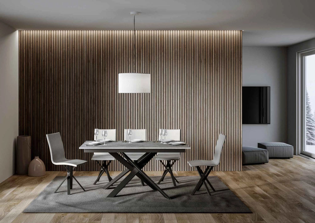 Tavolo Allungabile 160-220x90x74 cm Ganty piano Cemento bordo in tinta