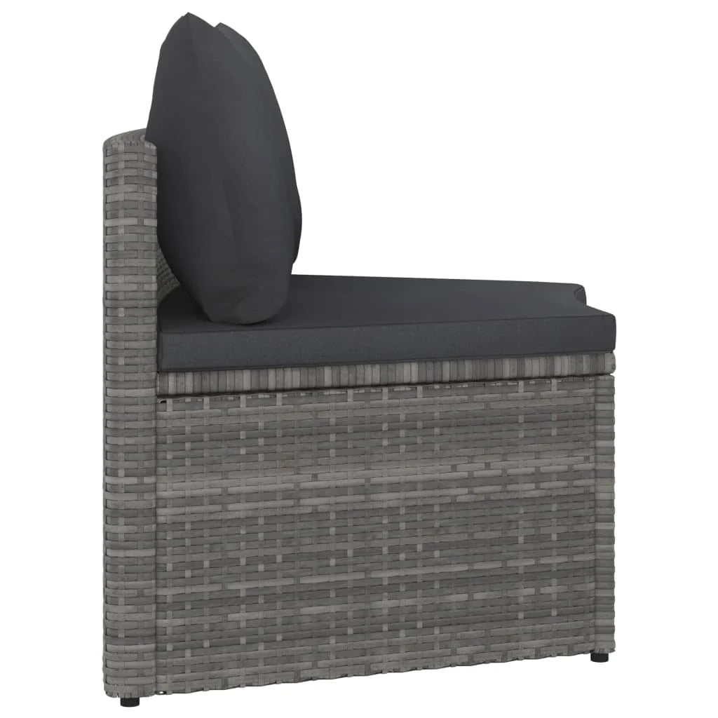 Set di mobili da giardino mobili da esterno 4 pezzi con cuscini resina intrecciata grigia 02_0016178