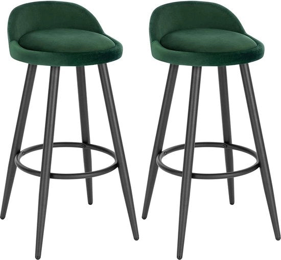 Set di 2 sedute da bar con schienale - Verde - Con schienale - Sedute ergonomiche - Cucina - Altezza seduta 69cm