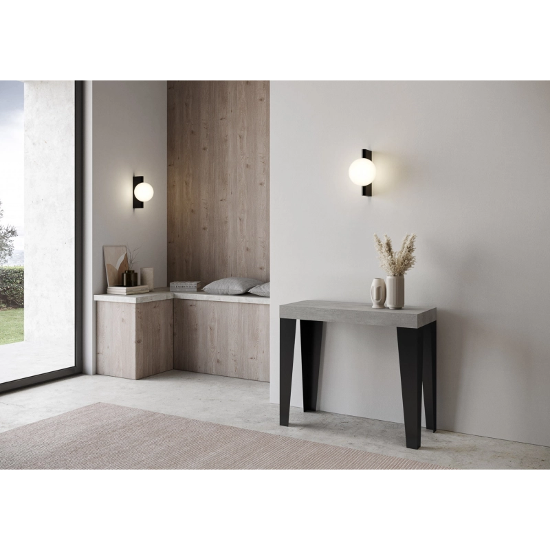 Consolle allungabile 90x40/196 cm Flame telaio Antracite - Cemento
