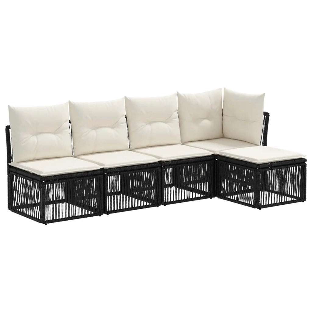 Set Divano da Giardino 5 pcs Nero polyrattan 3434191