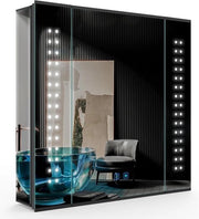 Specchio bagno LED illuminato 65x60cm con rasoio presa di corrente Demister Touch-Switch Dimmer - Cassetto da parete - Specchio bagno moderno