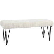 Panca letto imbottita in tessuto effetto ciniglia ¨C zephmum ¨C 118.5x46x49.5 cm, crema
