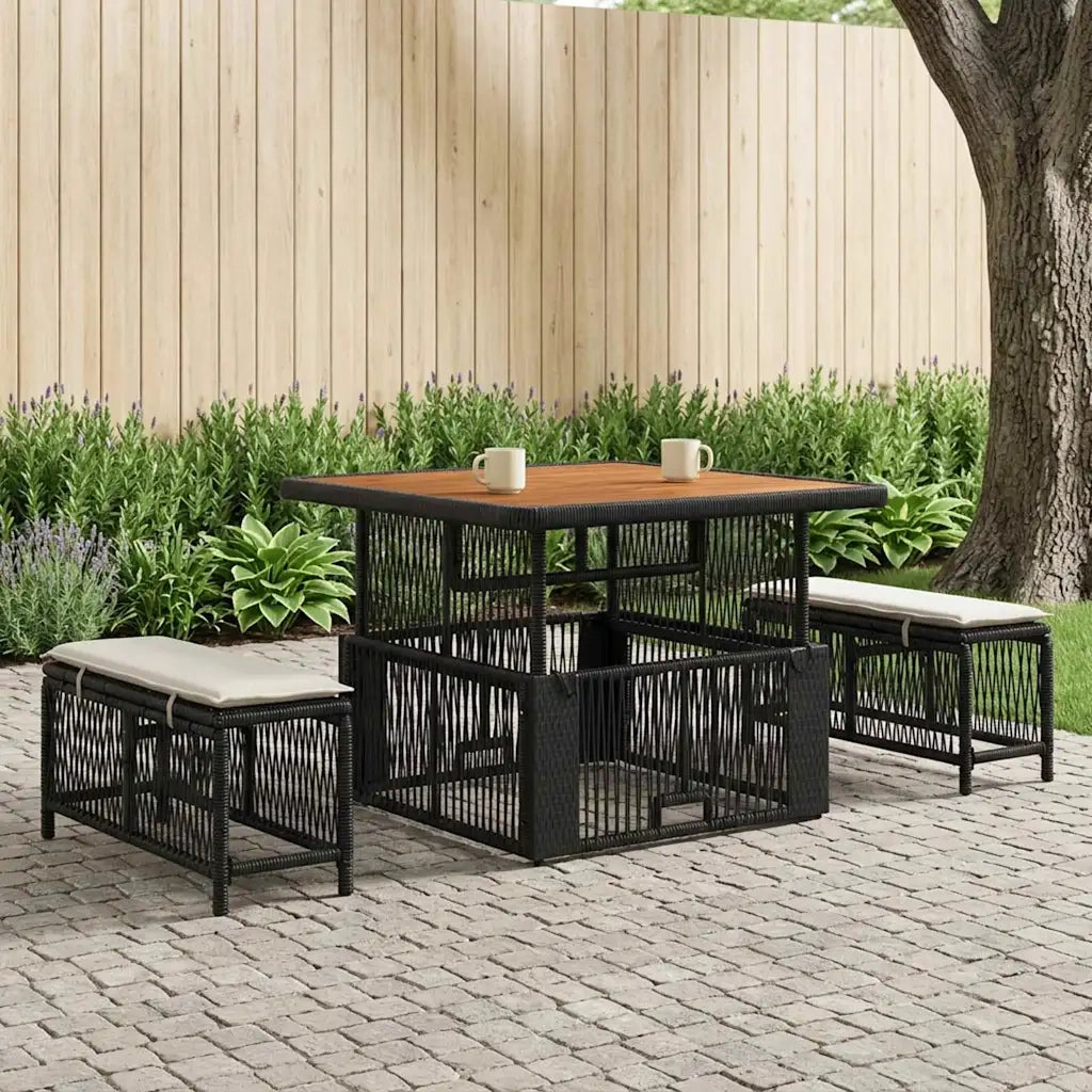 Set da Pranzo per Giardino 3 pcs Beige e Crema polyrattan 42026744