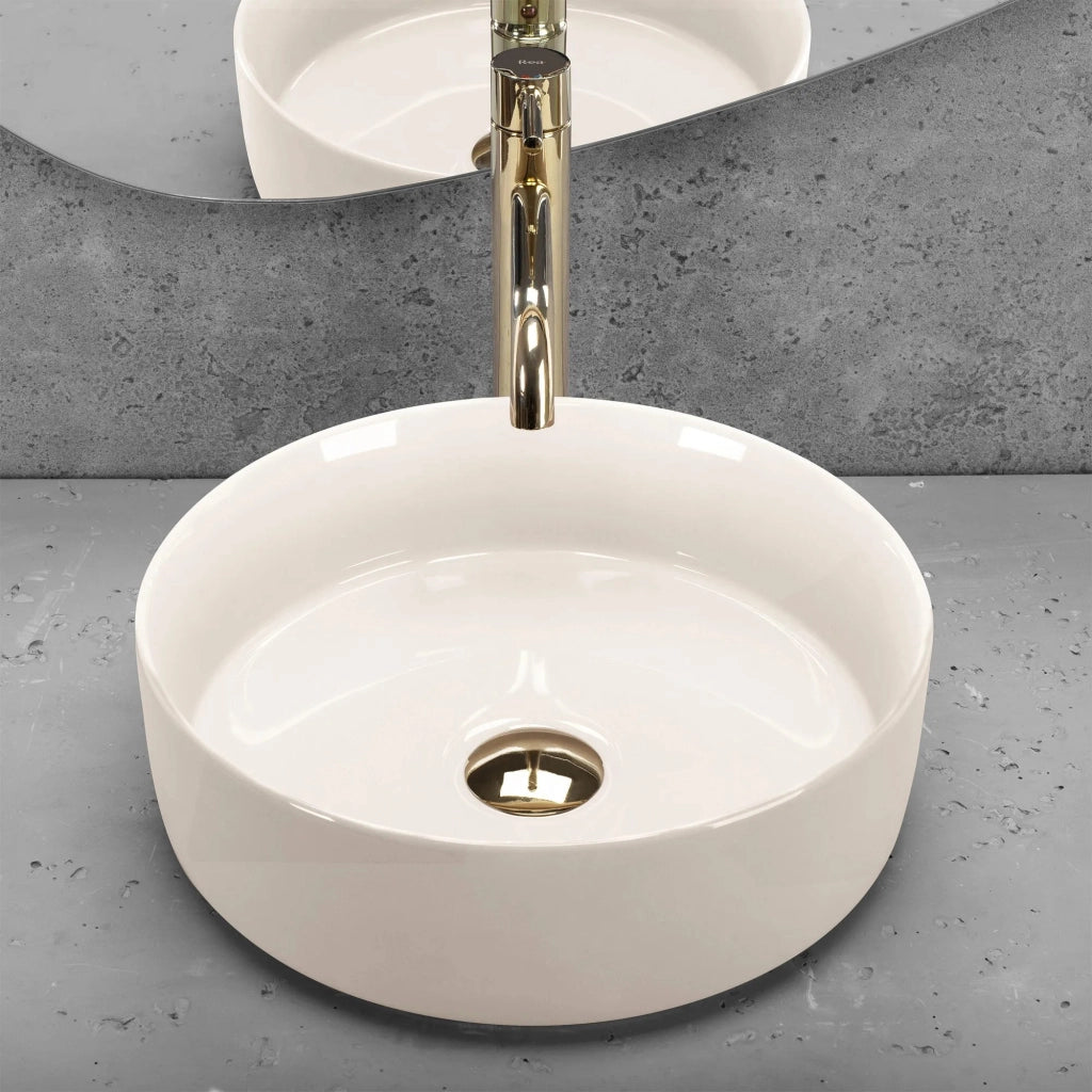 Lavabo Da Appoggio Rea Sami Ecru Shiny