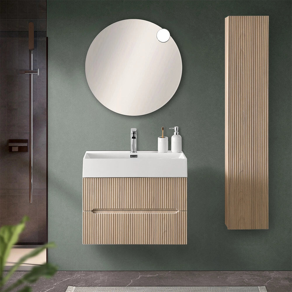 Mobile bagno sospeso cannettato 70 cm rovere chiaro Bali