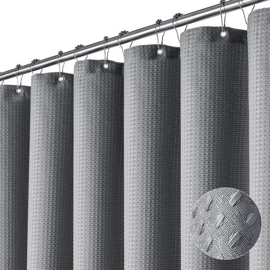 Disegno a waffle per doccia, tenda doccia acqua resistente con anello di metallo, tessuto antimuffa, doccia doccia bagno duraturo, 180x200 cm (grigio)
