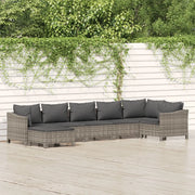 Set Divani da Giardino 7 pz con Cuscini in Polyrattan Grigiocod mxl 76657