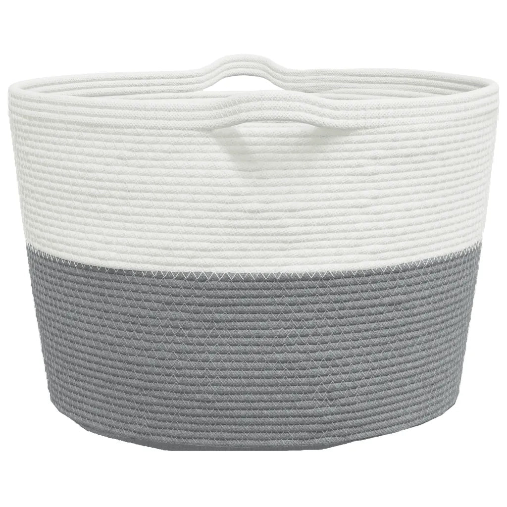 Cesto per Biancheria Grigio e Bianco ?60x36 cm in Cotone CFW6899085