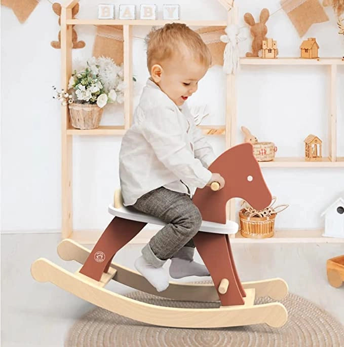 Cavallo a Dondolo per Bambini 1 anno legno 1 Anno 2 Anni 3 Anni 4 Anni Pony in Legno Giochi Cavalluccio Cavalcabile Sicu