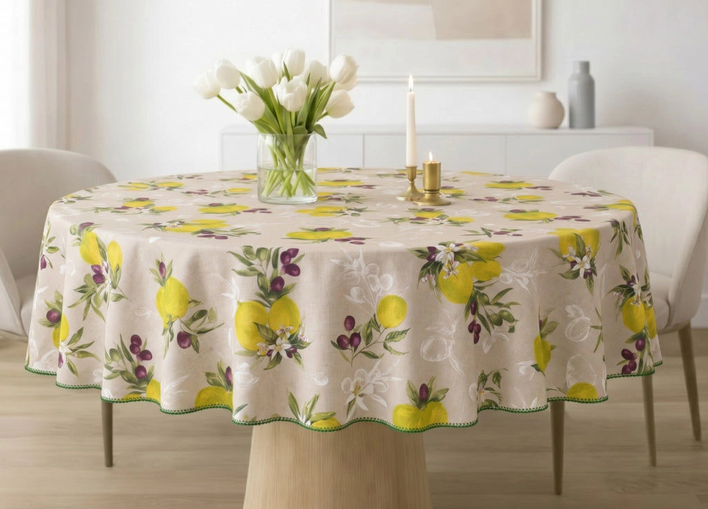 Tovaglia Salotto Cucina 100% Made In Italy Rotonda 180cm Diverse Fantasie - Rotonda 180 - Capri