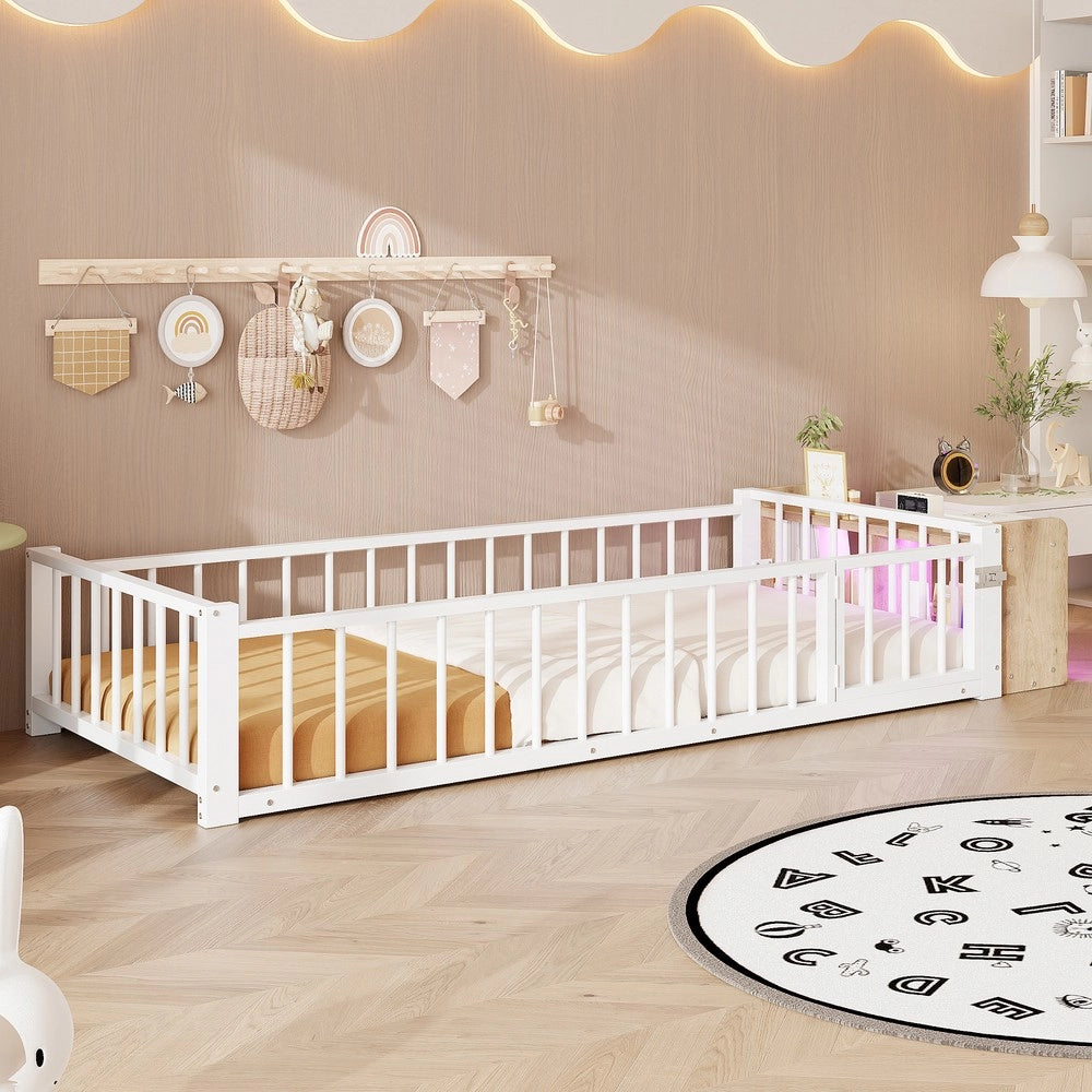 Letto Singolo in Metallo con LED e Sponda ¨C MINIMAL ¨C Bianco 90x200