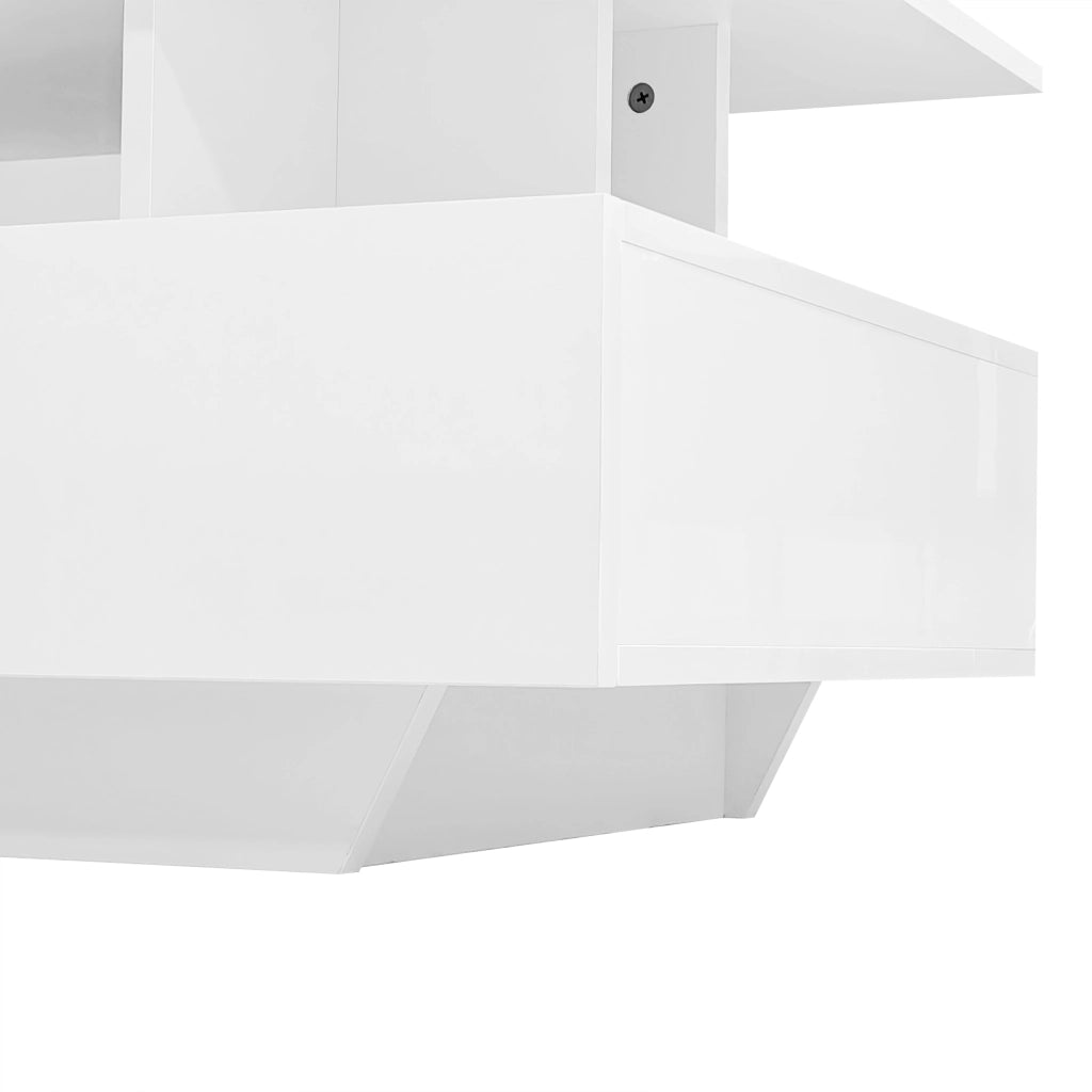 Tavolino da caffè 90x55x41 cm; con illuminazione LED e 2 cassetti; truciolato; bianco