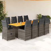 Set Bistrò da Giardino 11 pz con Cuscini in Polyrattan Grigio 3277279