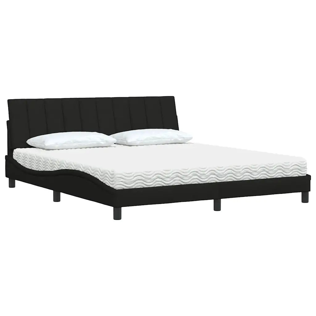 Letto con Materasso Nero 180x200 cm in Tessuto