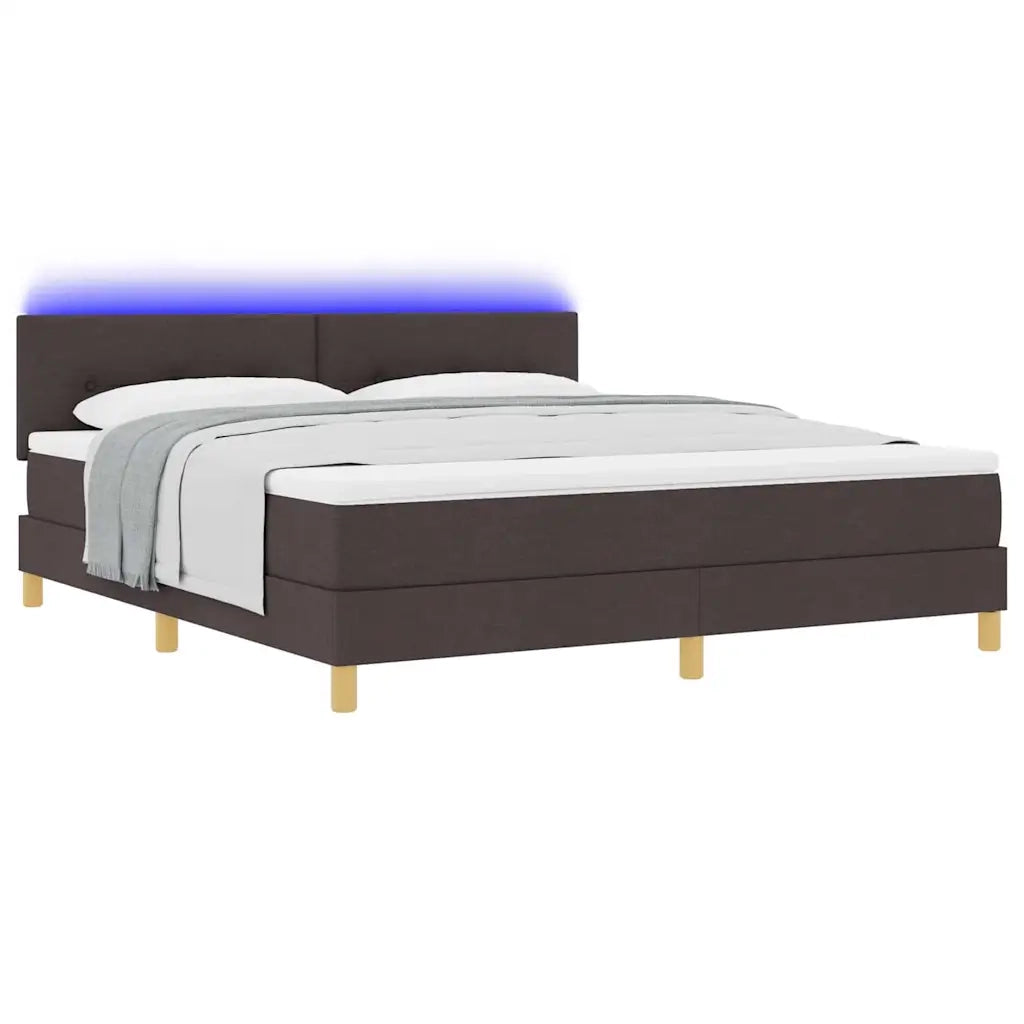 Letto a Sorgente LED Marrone Scuro 180 x 200 cm Tessuto 3342460