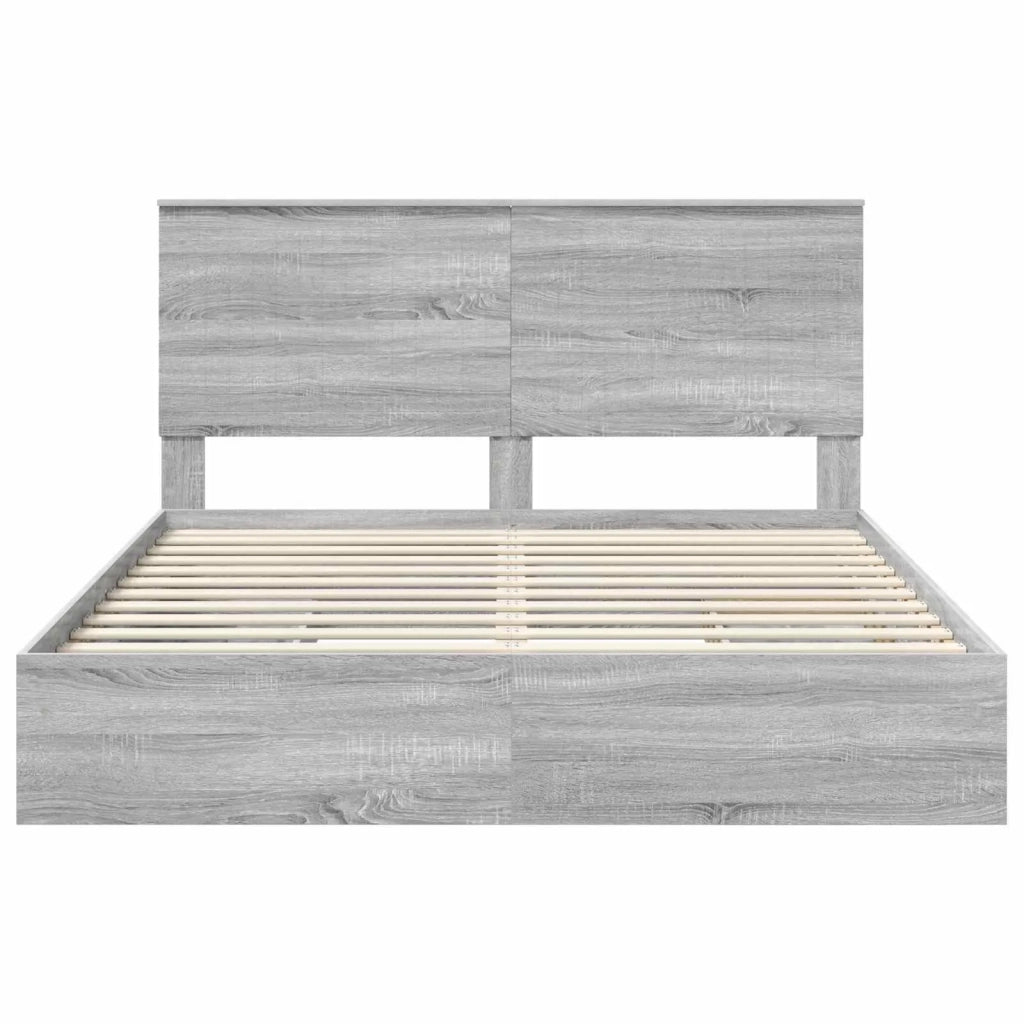 Letto con Contenitore con testiera Grigio Sonoma 160 x 200 cm