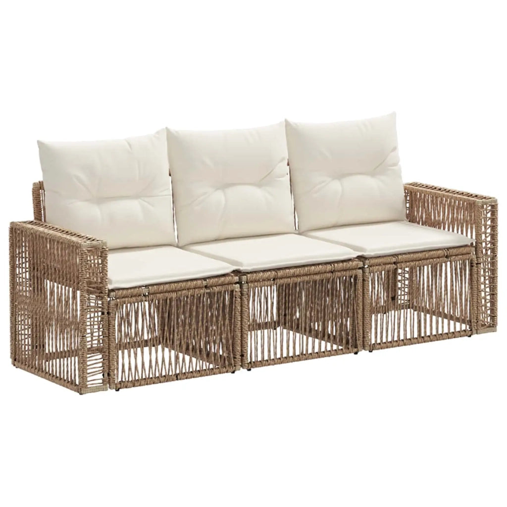 Set Divano da Giardino 3 pcs Beige e Bianco Crema polyrattan 3435042