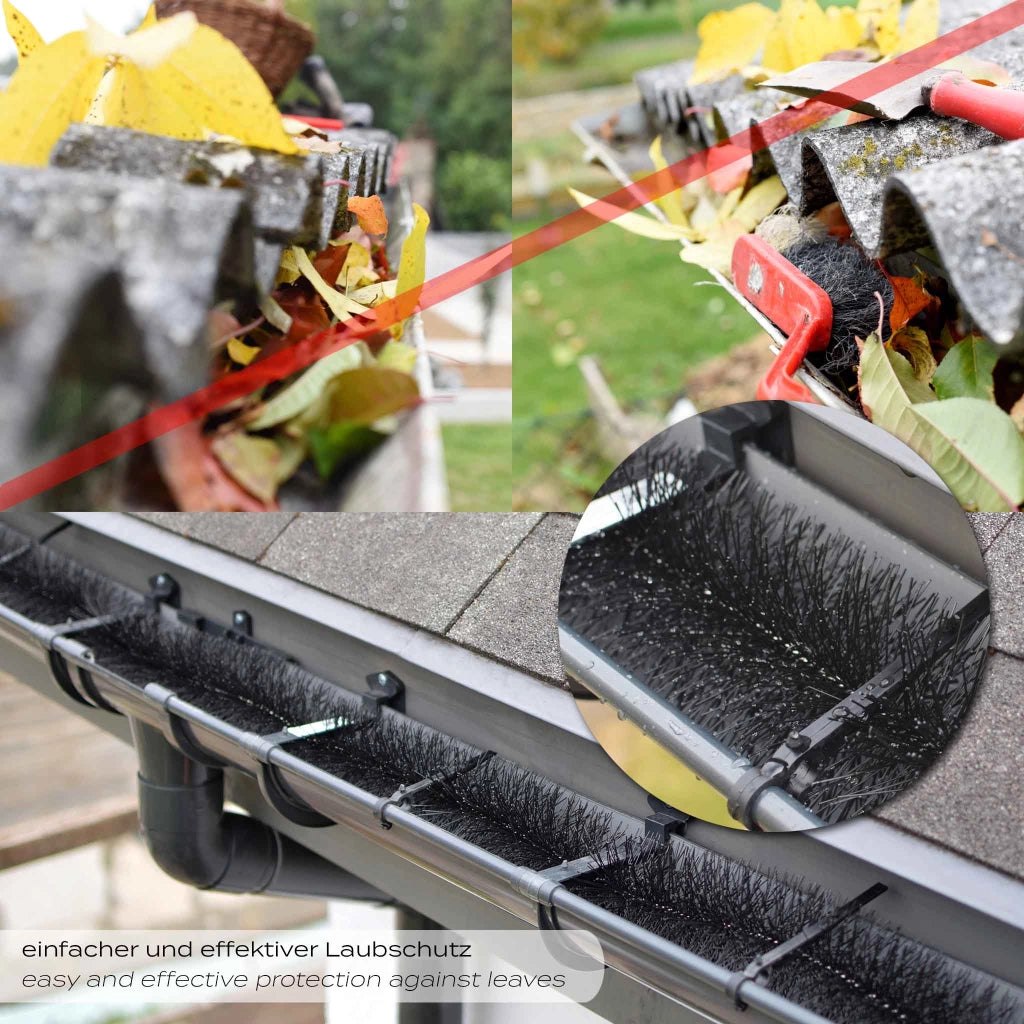 Spazzola per grondaie e Barriera anti piccioni 10 scovoli 12 m Ø 12 cm per pannelli fotovoltaici