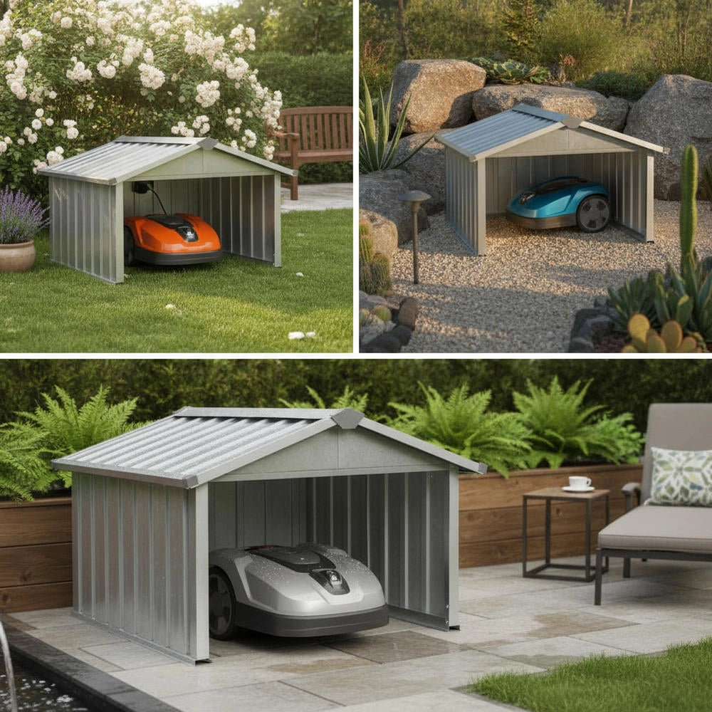Lawnmower Garage 92x97x63 Cm Galvanized Steel Grey