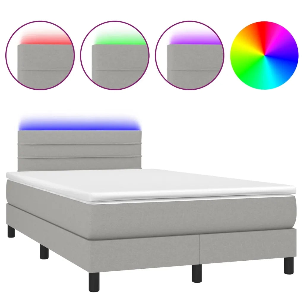 Letto a Molle Materasso e LED Grigio Chiaro 120x190 cm Tessuto 3270046