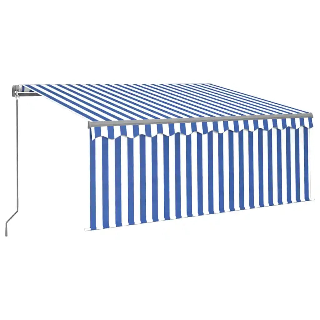 Tenda Sole Retrattile Manuale con LED-Tenda parasole per balcone 3x2,5m Blu e Bianco 703216