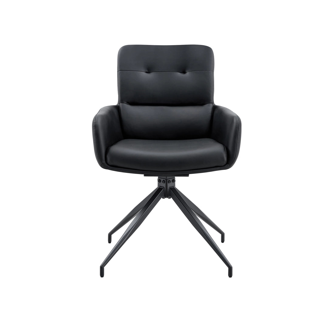 Set 2 Sedie da Pranzo Girevoli ¨C MINIMAL ¨C Similpelle Nera, Gambe in Metallo Nero