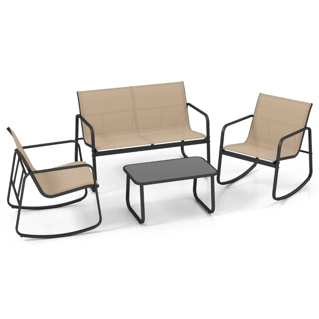 Set di 4 mobili da giardino con sedie a dondolo ergonomiche 72 x 61 x 80 cm atmosfera accogliente metallo marrone 20_0011909