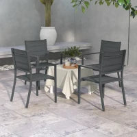 Set di 4 Sedie da Giardino Impilabili in Alluminio e Textilene con Braccioli, Set di 4 Pezzi per Esterno, Grigio