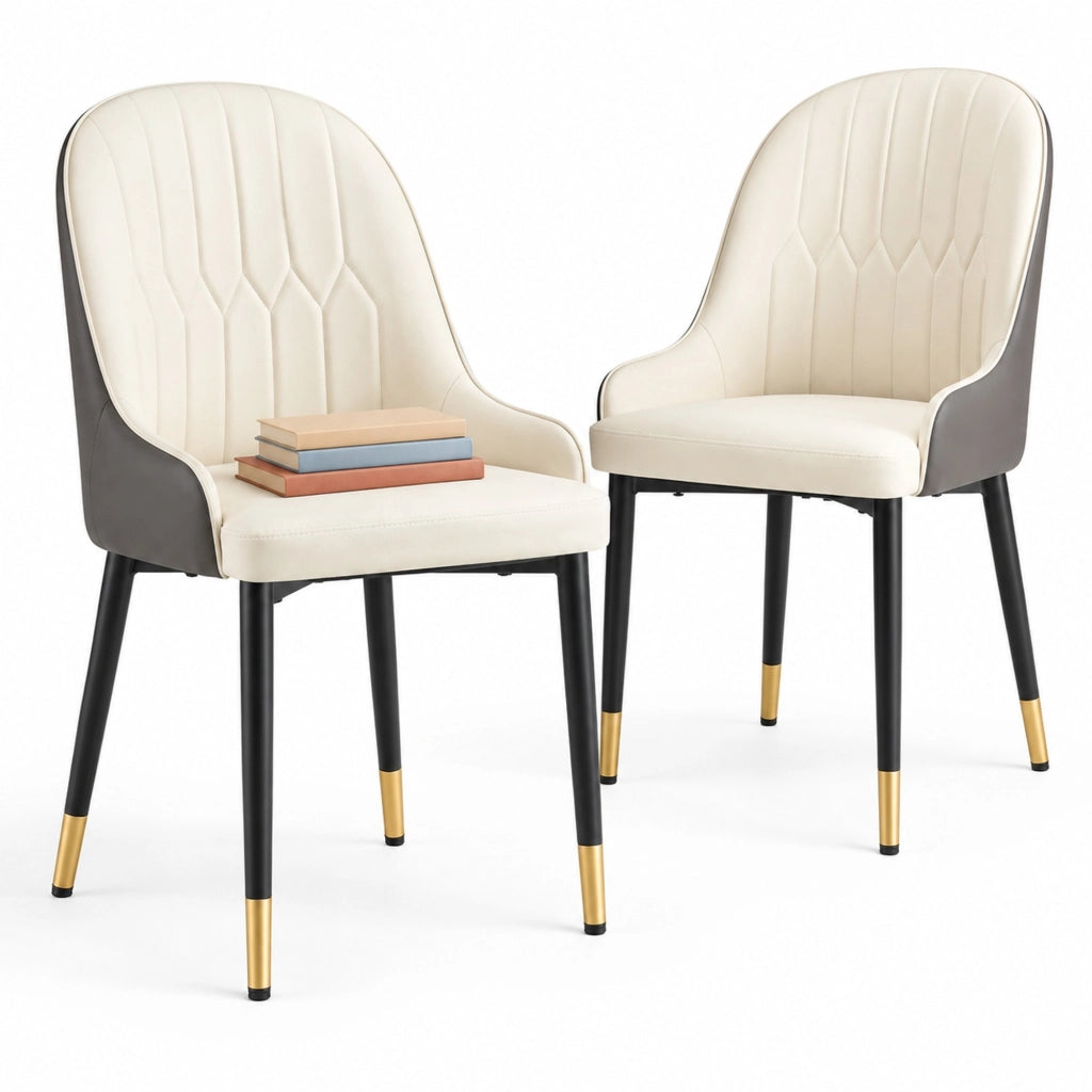 Set di 2 sedie da pranzo in PU bianco e grigio scuro
