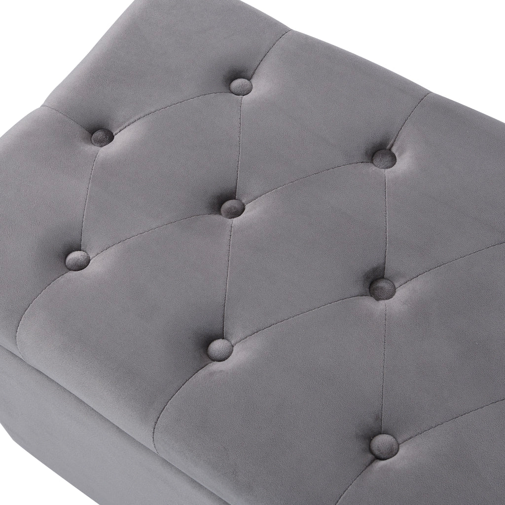 Ottomana contenitore in velluto grigio 138x41x42 cm