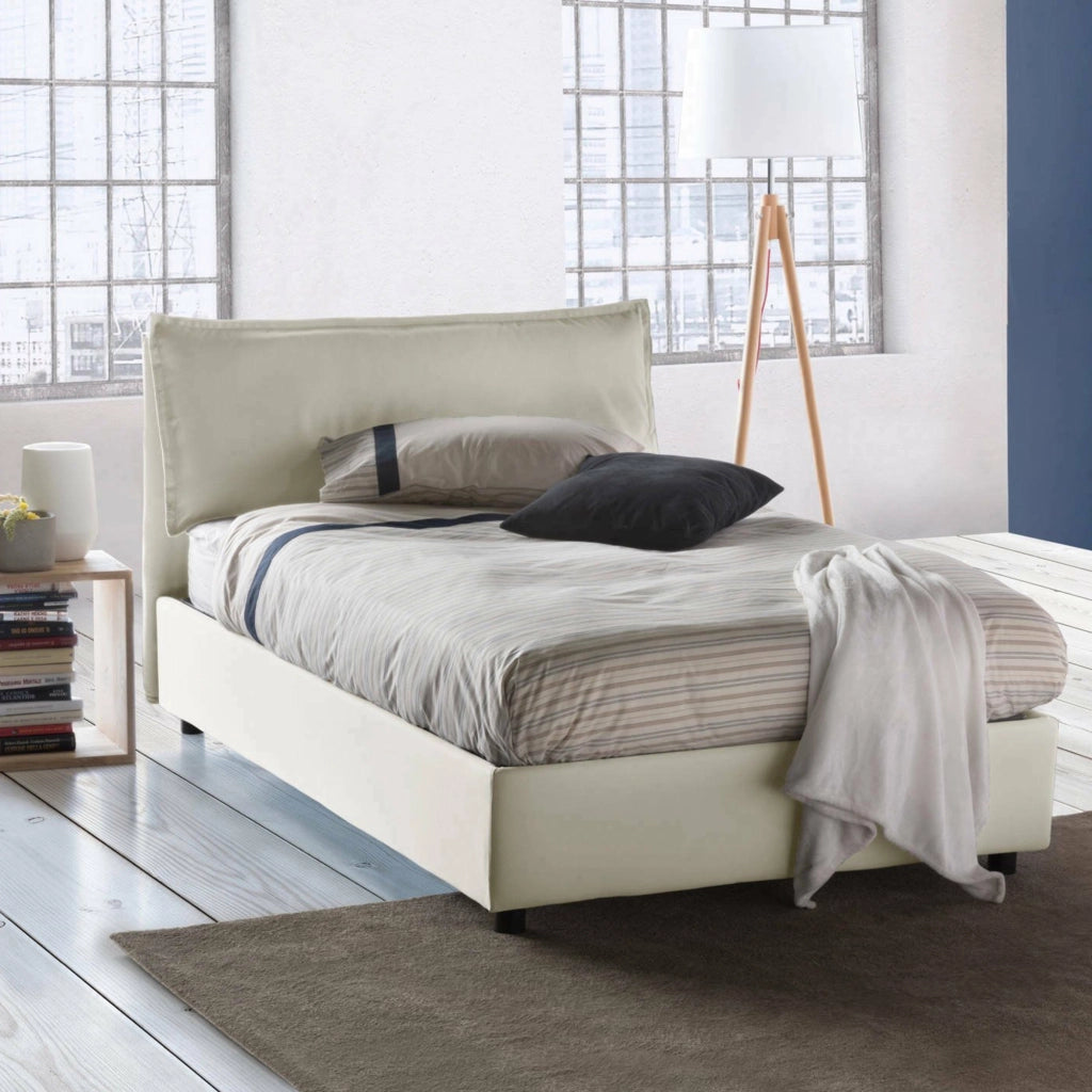 Attinia, Letto Piazza e Mezza Materasso Incluso Made in Italy, Beige