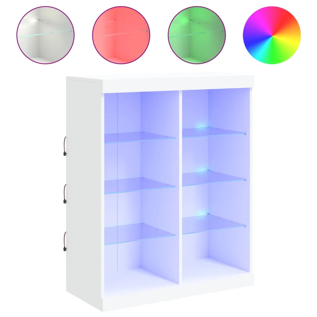 Credenza | Madia | Buffet da pranzo | Armadio da pranzo con Luci LED Bianca 81x37x100 cm
