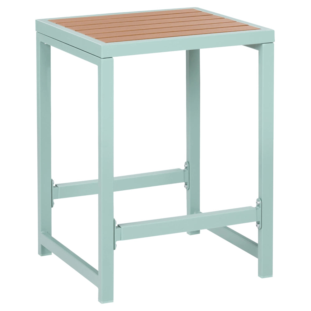 Sgabello da giardino per esterni Sedile per patio Base in acciaio e legno verde chiaro stile elegante