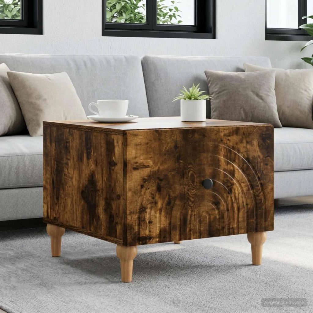 Tavolino da salotto con cassetto Rovere Fumo 49 x 50 x 40 cm 894280