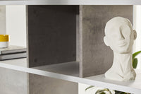 Libreria Modulare 6 Ripiani 150x215x38 cm Ossido Bianco/Cemento