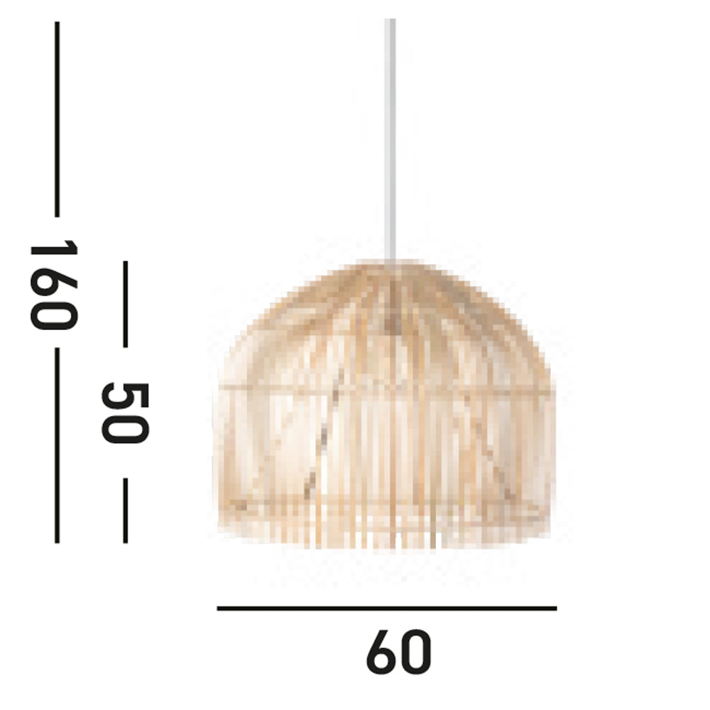 Sospensione Nordica Bali Acciaio Marrone Legno 1 Luce E27 D60Cm
