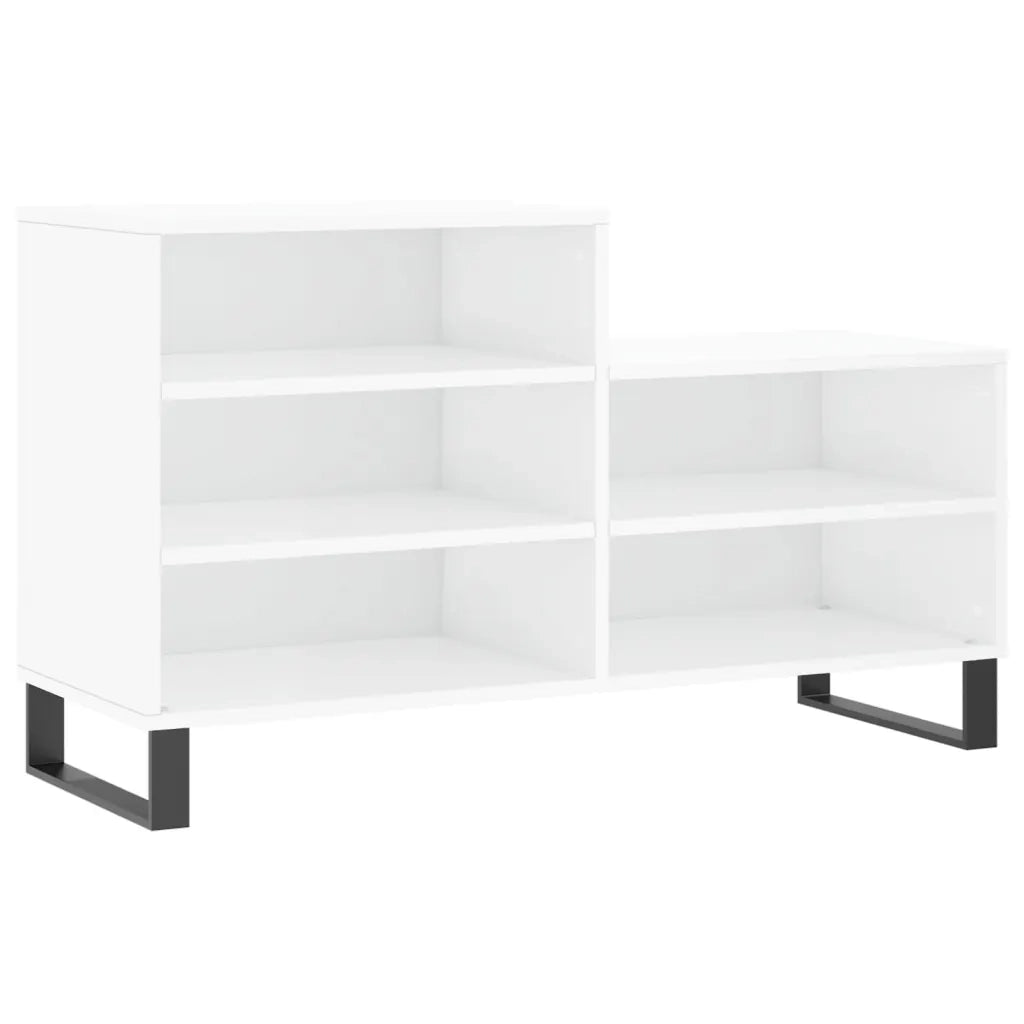 Scarpiera Bianco Lucido 102x36x60 cm in Legno Multistrato 831398